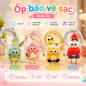 Bộ Bảo Vệ Cáp Sạc Hoạt Hình Dễ Thương – Chống Gãy Đầu Cáp, Quấn Dây Gọn Gàng Cho iPhone Android